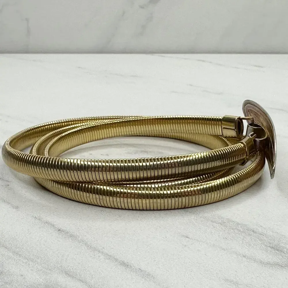 Womens Vintage Gold Tone Coil Stretch Cinch Belt ✨